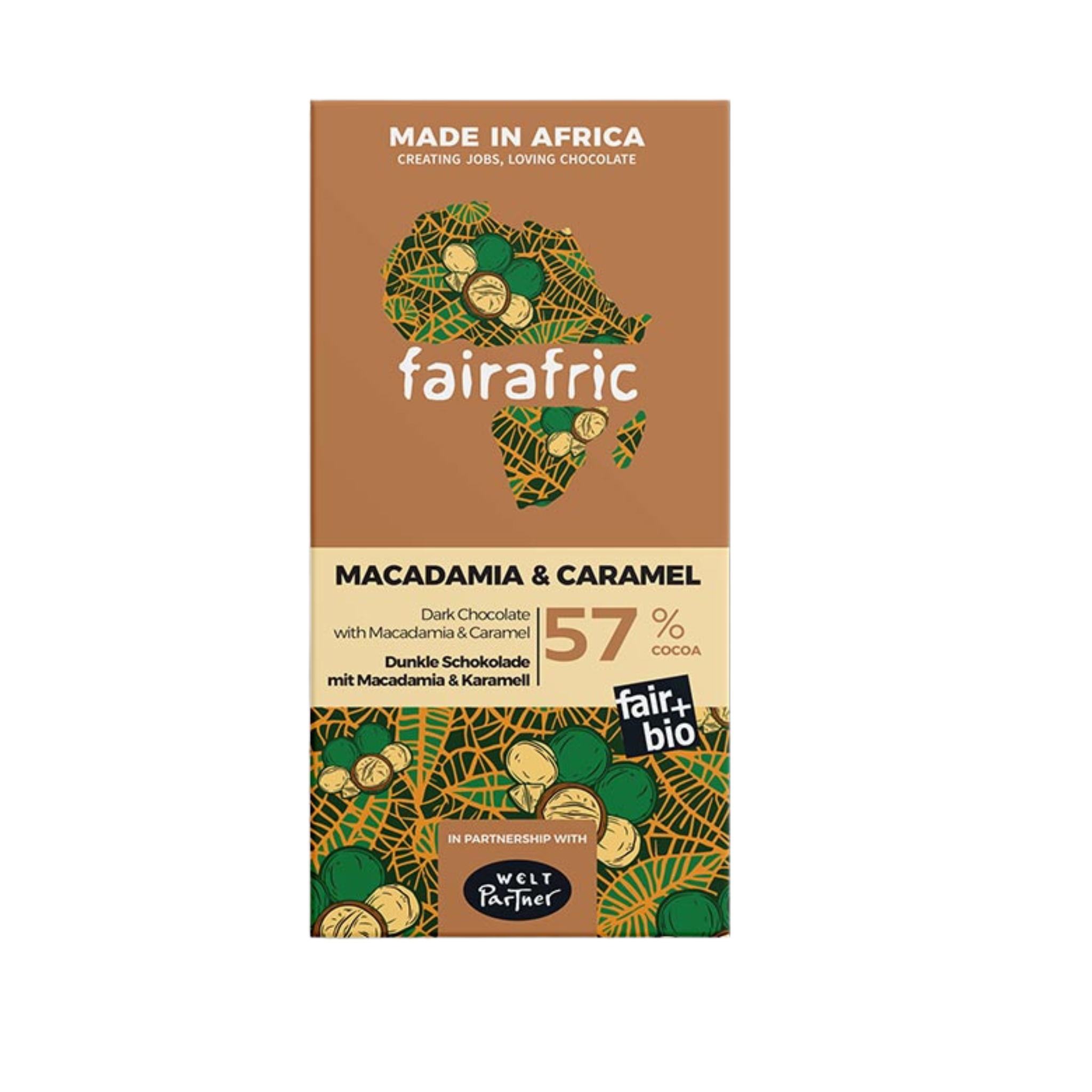 57% Macadamia & Caramel | Mild Dark Chocolate | Vegan