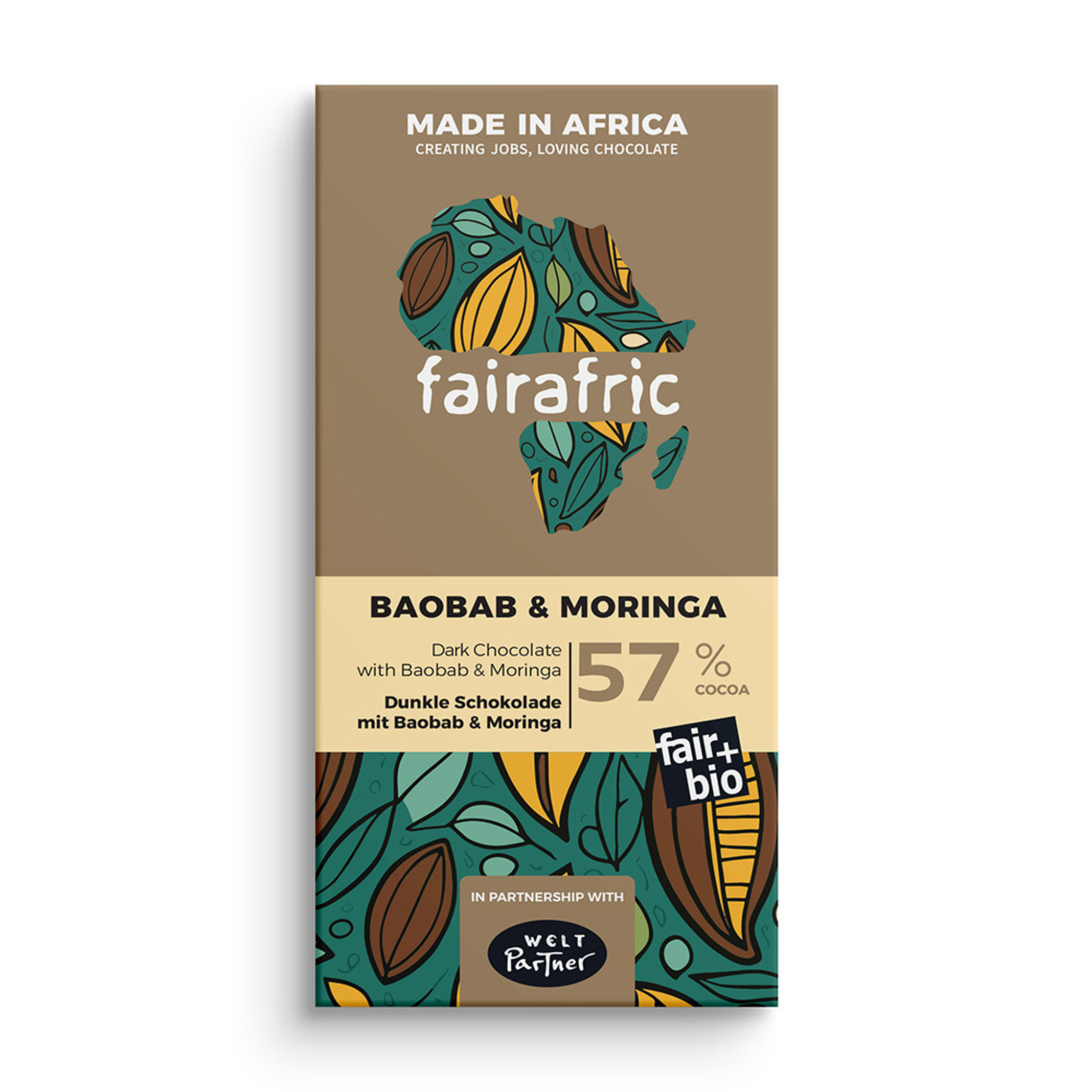 57% Baobab and Moringa I Mild Dark Chocolate I Vegan